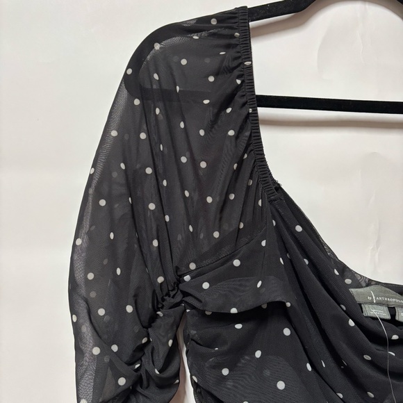 by Anthropologie Shirred Mesh Polka Dot Black XL NWT - Picture 6 of 9